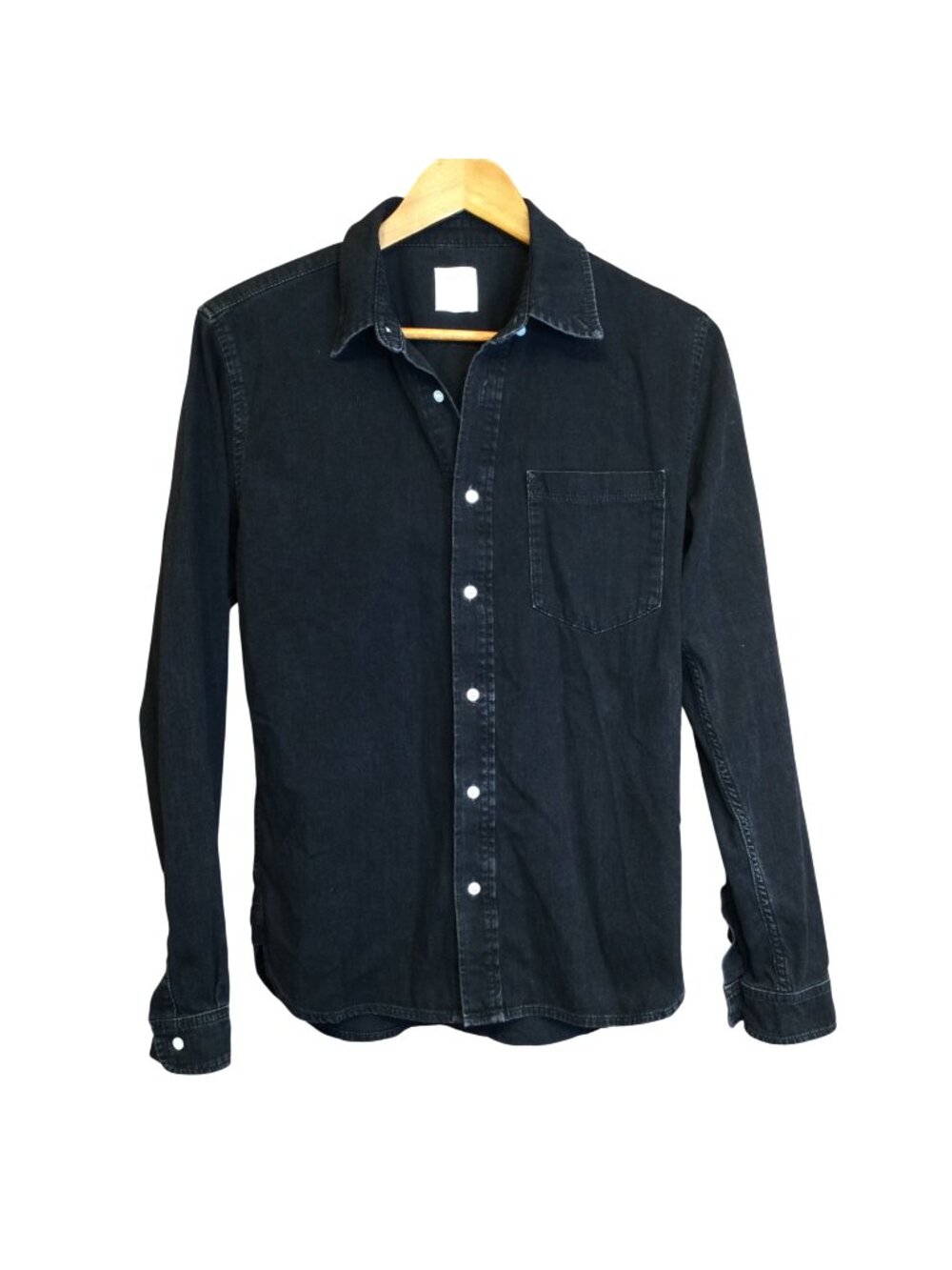 Sandro Mens Black Denim Button Front Shirt Size M
